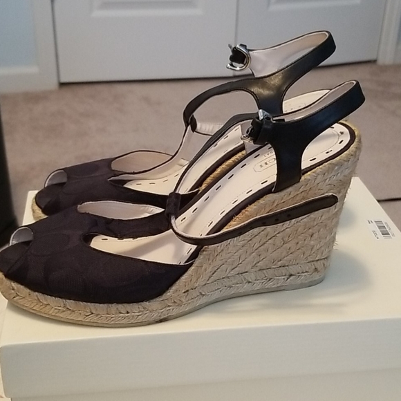 Coach black monogram Wedge Espadrilles - Picture 5 of 6